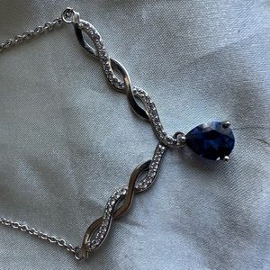 Sapphire crystal sterling silver necklace